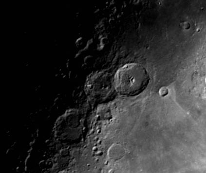 The craters Theophilus, Cyrillus and Catharina close up