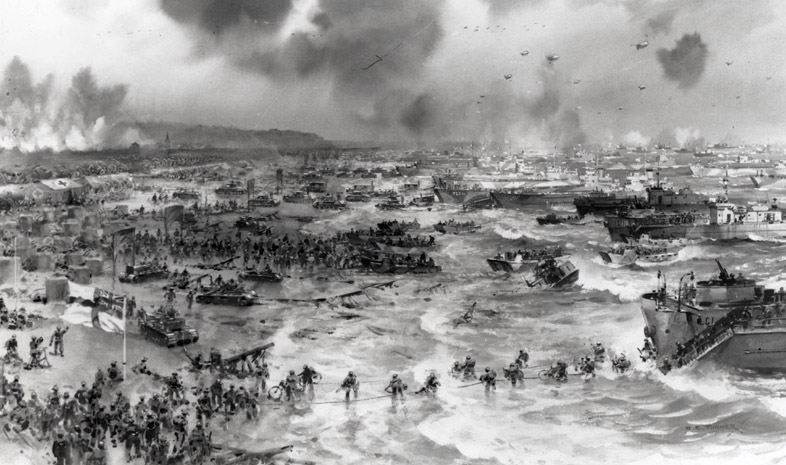 Storming the beach on D-Day