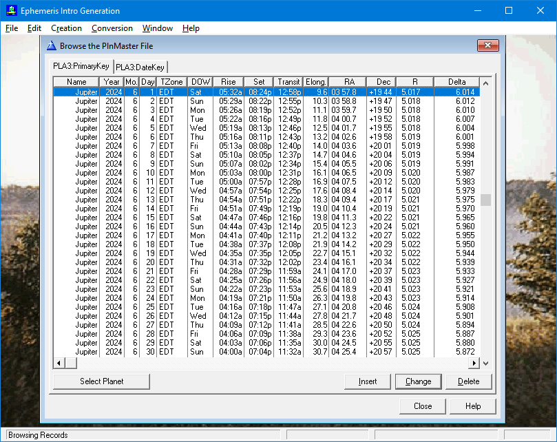 An actual ephemeris of the planet Jupiter for June of this year