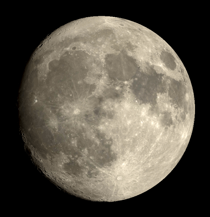 The Moon as it might appear in binoculars or a small telescope tonight