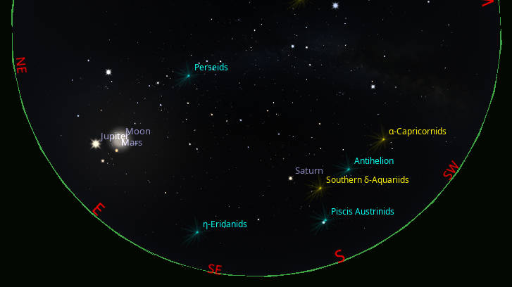 A look at the sky centered facing approximately southeast at 4 o'clock in the morning