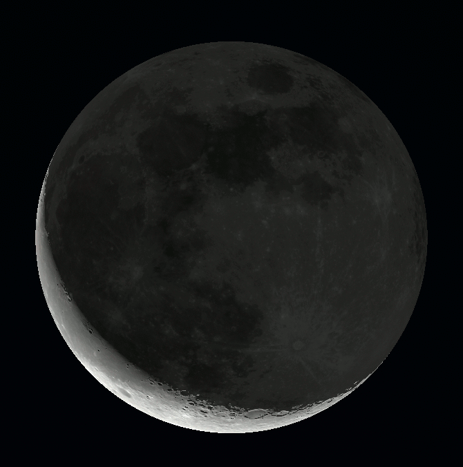 The telescopic view of the three days before new Moon