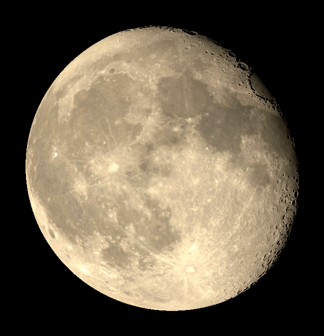 The Moon as it might appear through a small telescope tonight, August 21st 2024. Selected features are labeled.