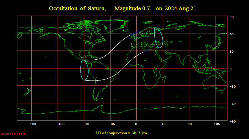 Occultation of Saturn Map