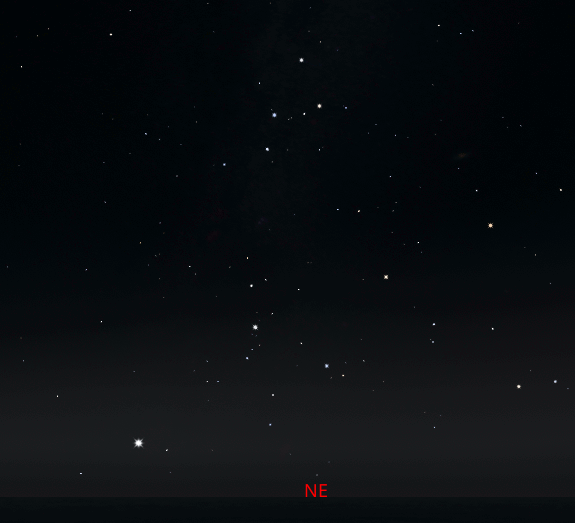 Looking towards constellations of Perseus and Cassiopeia with Perseid radiant shown