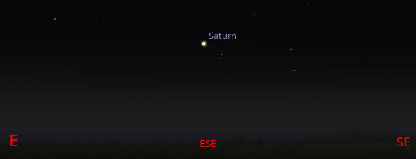 Saturn appears pretty much alone in the east southeast at 11:30 PM 