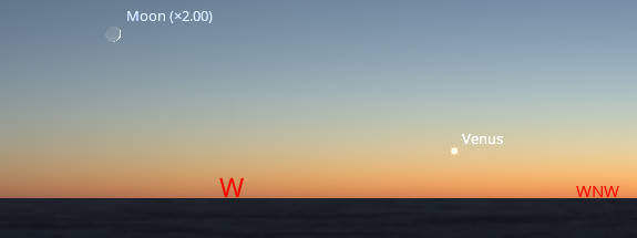 Venus and the Moon at 9:30 PM or half hour after sunset