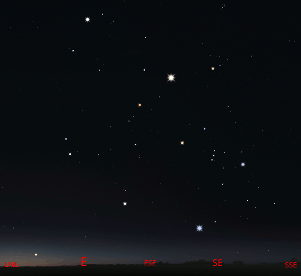An animated morning planet finder for 6:00 AM or about an hour before sunrise
