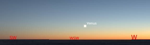 Venus in evening twilight, approximately 30 minutes after sunset