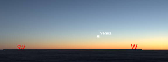 Venus in evening twilight, approximately 30 minutes after sunset