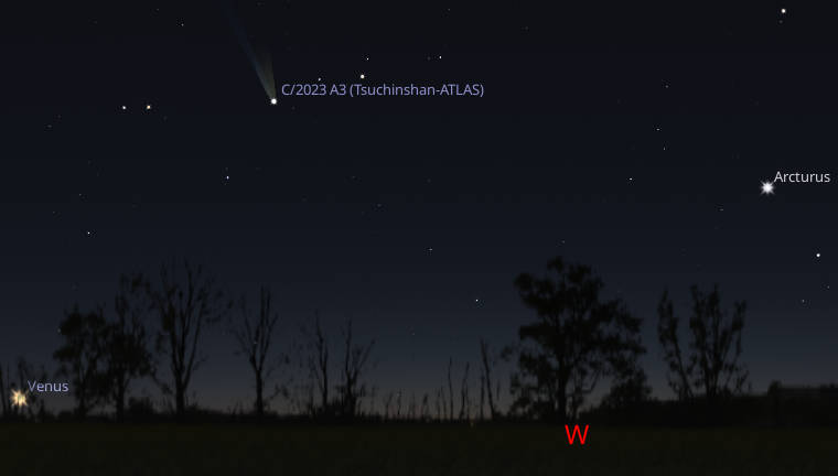 The comet will be in this position October 17th 2024 at 8 PM