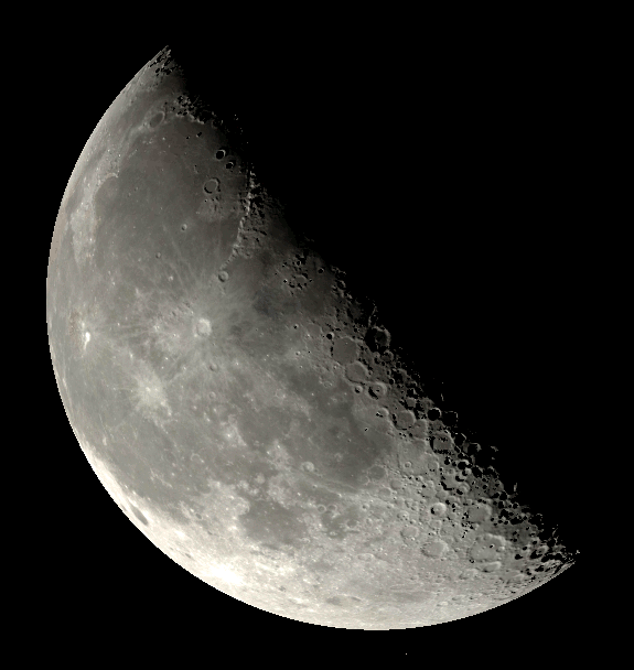 The Moon three hours past last quarter at 7 AM tomorrow morning
