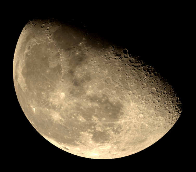 The Moon as it might appear through a small telescope tonight