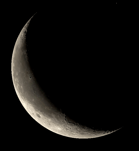 The Moon as it might appear through a small telescope tomorrow morning