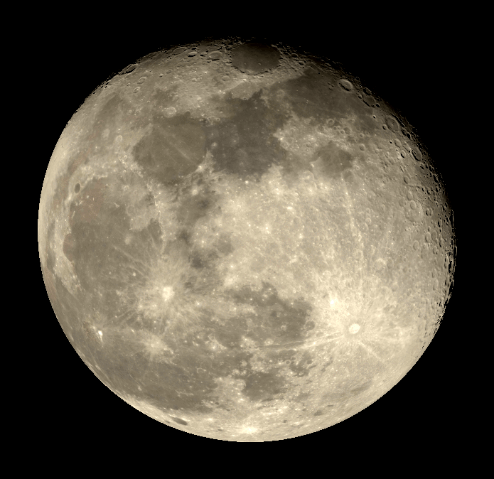 The Moon tonight at 9 PM, January 15, 2025, as it might appear in a small telescope