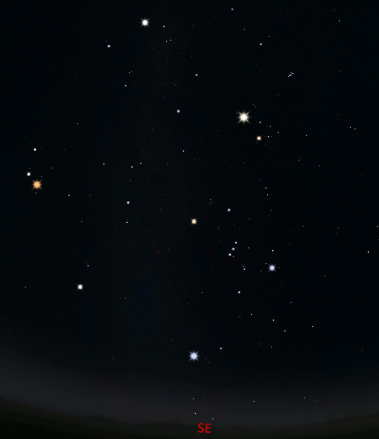 Looking southeast at 8 PM in late January 2025, a conflict frozen in time for millennia.