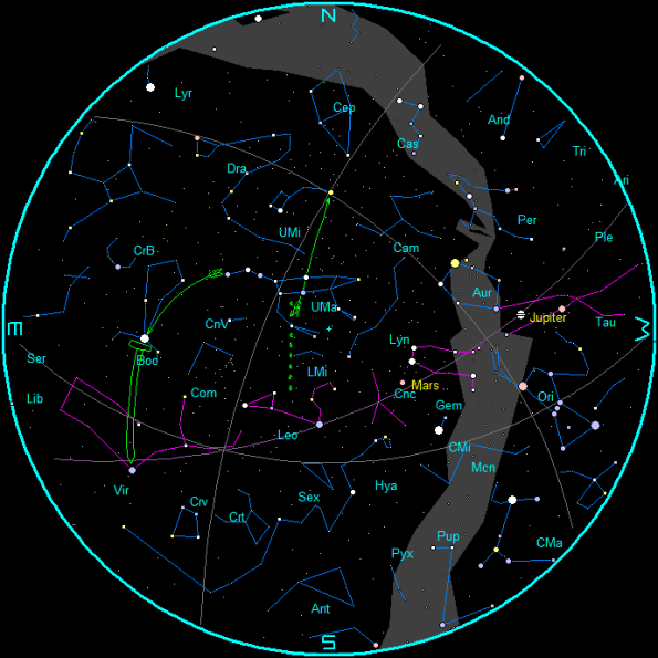 Star Chart for April 2025 (10 p.m. EDT, April 15, 2025).