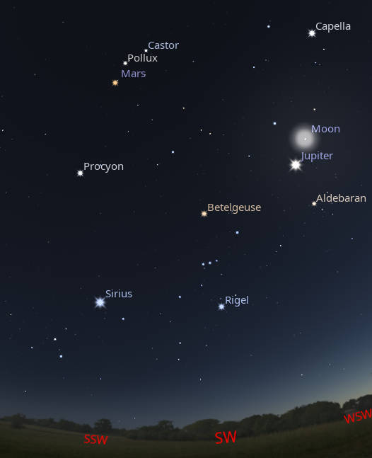 Jupiter and Mars tonight.