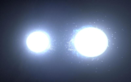 The binary stars that make up Spica in this artist's depiction