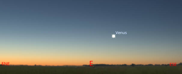 Venus at 6:15 tomorrow morning, low in the east.