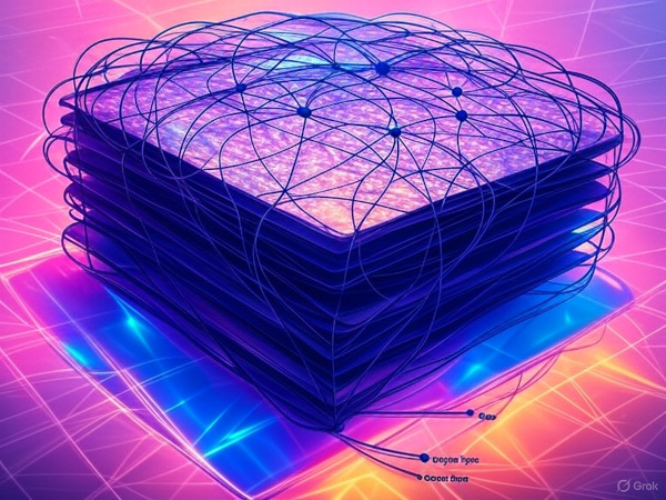 A representation of a neural network created by the Grok AI from X.com.