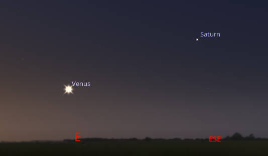 Venus and Saturn at 5 AM tomorrow morning