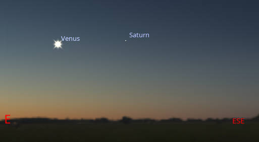 Venus and Saturn at 5:30 AM seen tomorrow morning