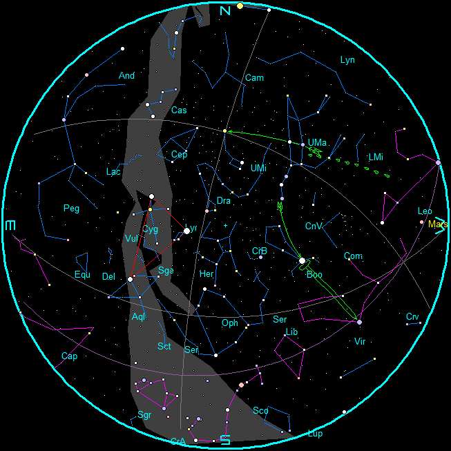 Star Chart for July 2025 (11 PM EDT, July 15, 2025).