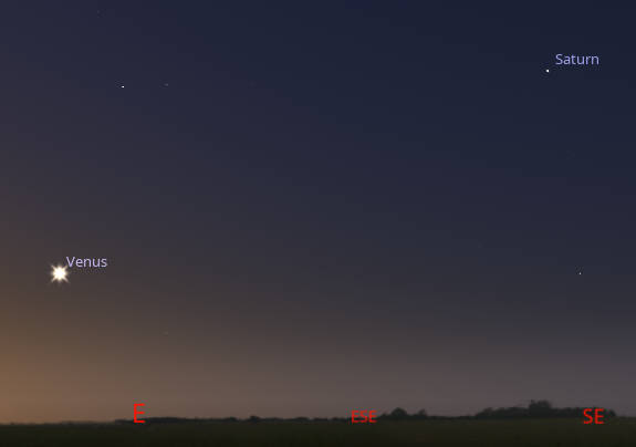Venus and Saturn at 5 AM tomorrow morning