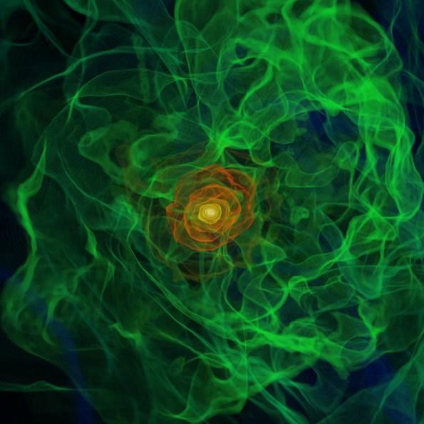Visualization of the formation of one of the first stars. (Credit: Visualization: Ralf Kaehler. Simulation: Tom Abel.)