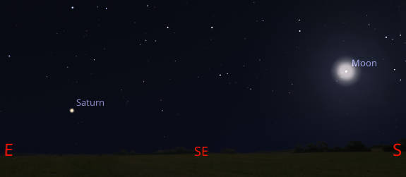 Saturn and the Moon at 10 PM tonight