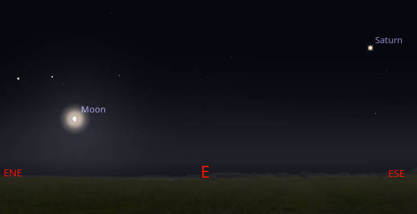 Saturn and the Moon at 10 PM tonight