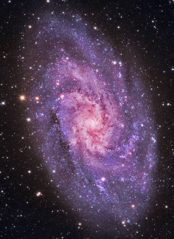 Nearby Galaxy M33 in the constellation of Triangulum is 2.7 to 3 million light years away.