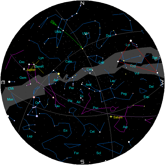 Star Chart for December evenings