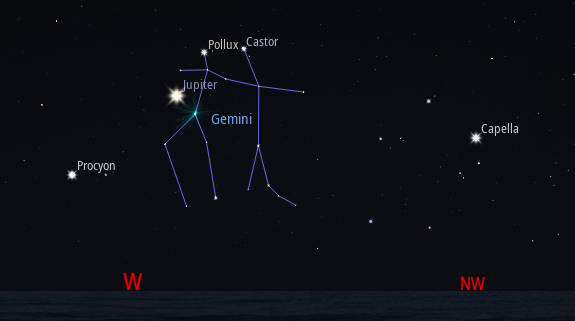 Jupiter is the only visible morning planet, and soon it too will leave, as it is sinking in the west with the few remaining winter stars at 7 AM tomorrow, December 25, 2025.