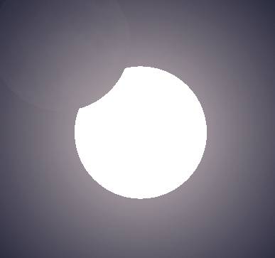 Stellarium's idea of what mid-point of the August 12, 2026 solar eclipse would look like.
