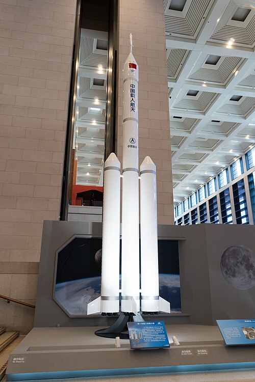 A 1/10th scale model of the China's Long March 10 rocket, purported to be their Moon Rocket.