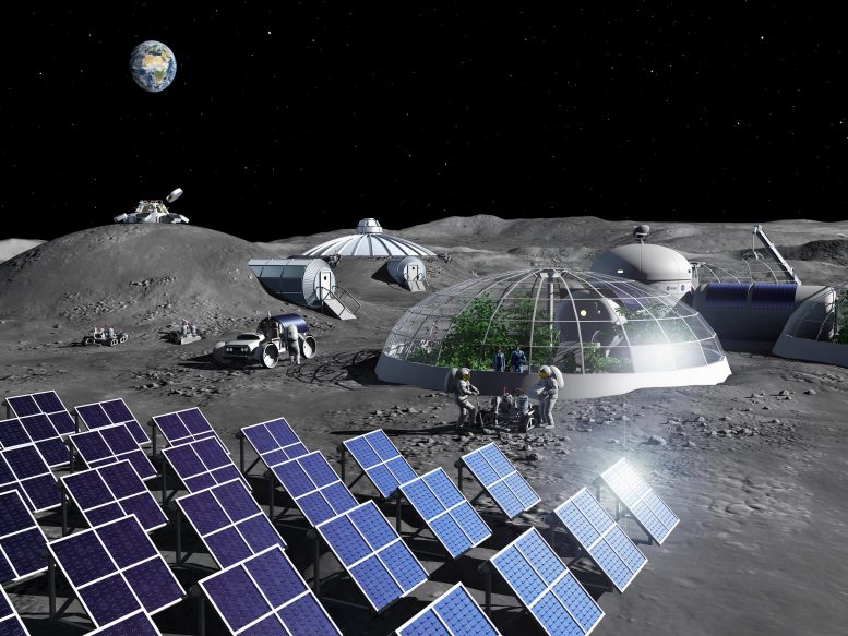 An artist's impression of what a moon base might look like.