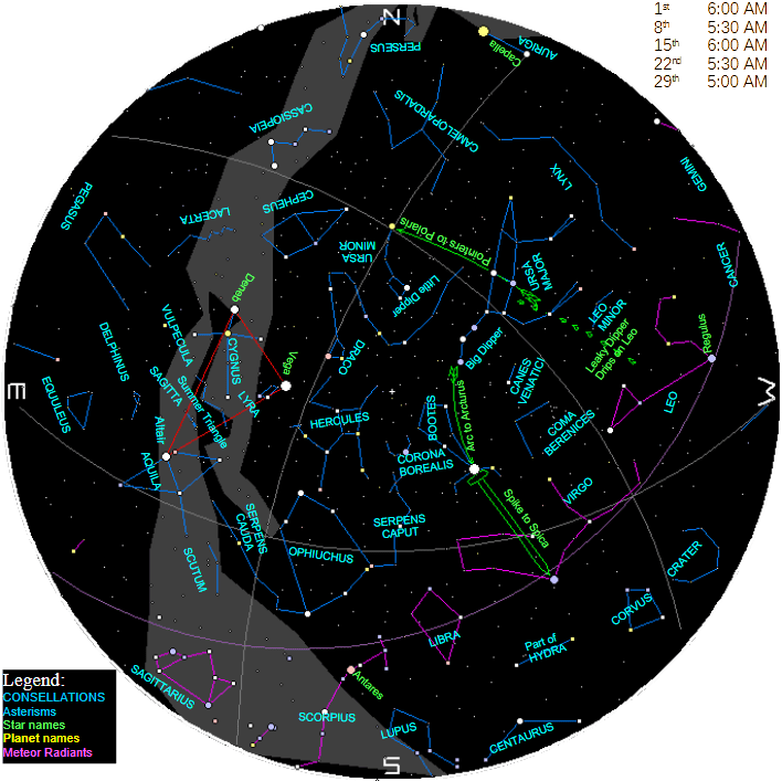 Star Chart for March mornings.