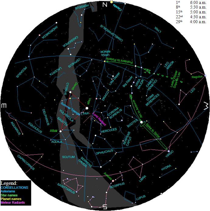 Star Chart for April mornings, 2026