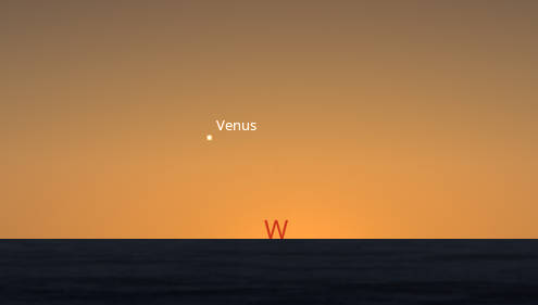 Venus is seen low in the western sky at 8:15 PM tonight.