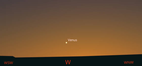 Venus is seen low in the western sky at 8:30 PM tonight.