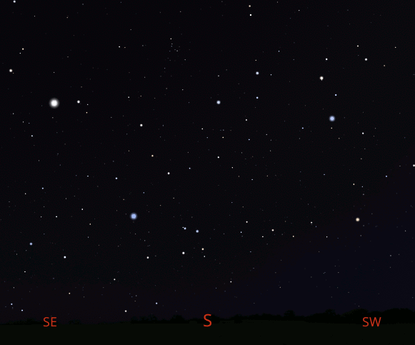 Corvus the crow finder for 10:30 PM, May 11, looking south.