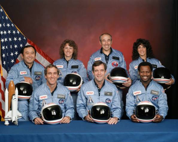 Space shuttle STS-51L Crew-  Ellison S. Onizuka, Christa McAuliffe, Gregory B. Jarvis, Judith A. Resnik, Michael J. Smith, Francis R. Scobee, and Ronald E. McNair