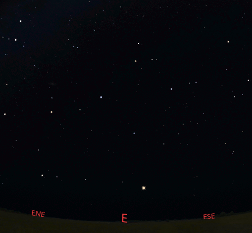 Satern appers in the east by 10 PM directly under the Great Square of Pegasus, the winged horse of Greek myth.