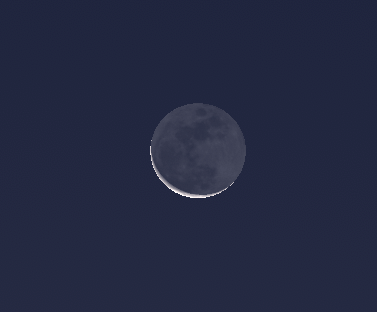 The really old sliver of a Moon with earthshine is seen low in the east tomorrow morning.